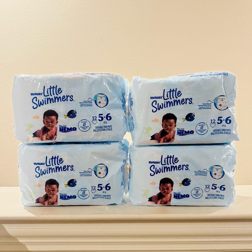 BUNDLE OF 4 Huggies Little Swimmers Disposable Swim Pants-Nemo. Size 5-6 - Picture 2 of 5